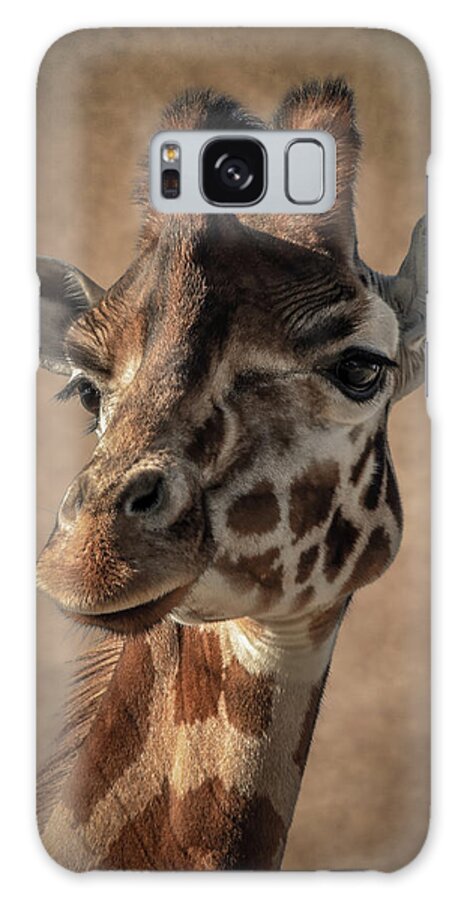 Portrait Galaxy Case featuring the digital art Portrait giraffe in shades of brown by Marjolein Van Middelkoop