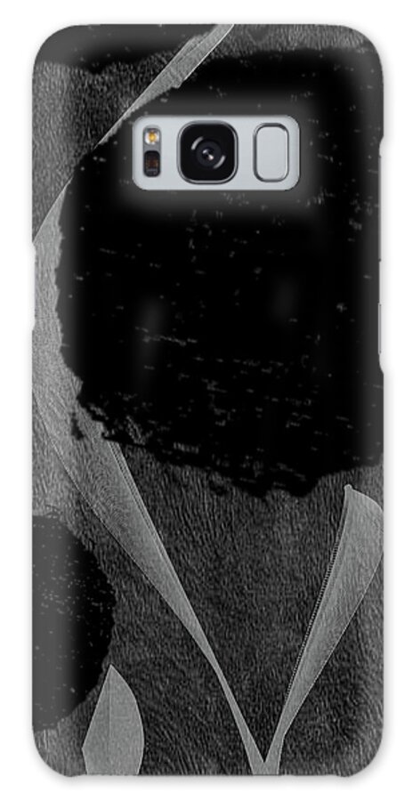 Charcoal Gray Galaxy Case featuring the painting Power of Black No. 20 - Modern Floral Art by Lourry Legarde
