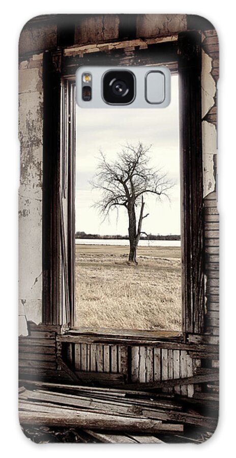 Abandoned Galaxy Case featuring the photograph Prairie Portal - picture window in long-abandoned ND homestead by Peter Herman