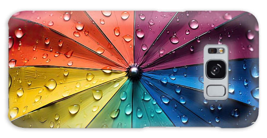 Rain Galaxy Case featuring the painting premium Rain On Rainbow Umbrella by N Akkash