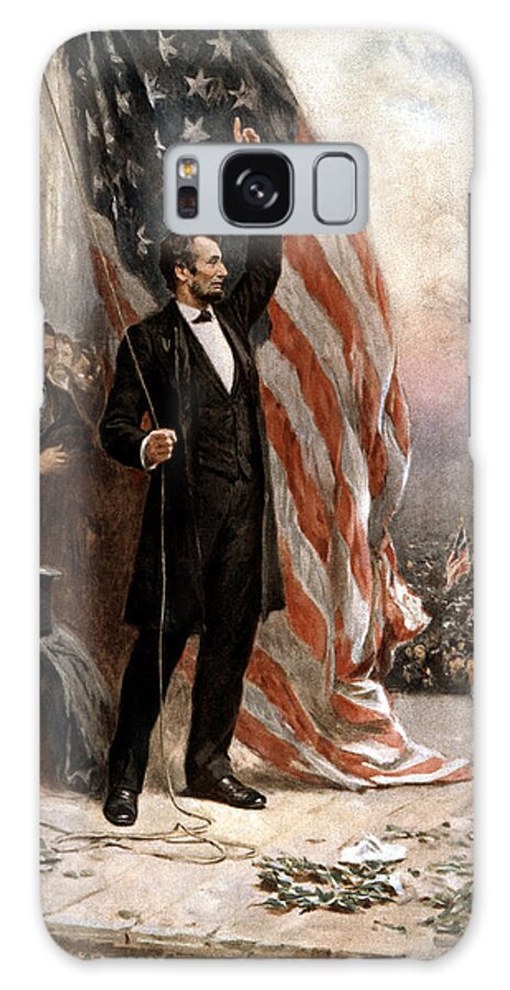 Abraham Lincoln Galaxy Case featuring the painting President Abraham Lincoln Giving A Speech by War Is Hell Store