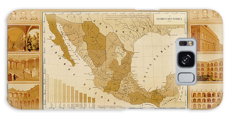 Education Galaxy Case featuring the drawing Public Education in Mexico by Vintage Maps