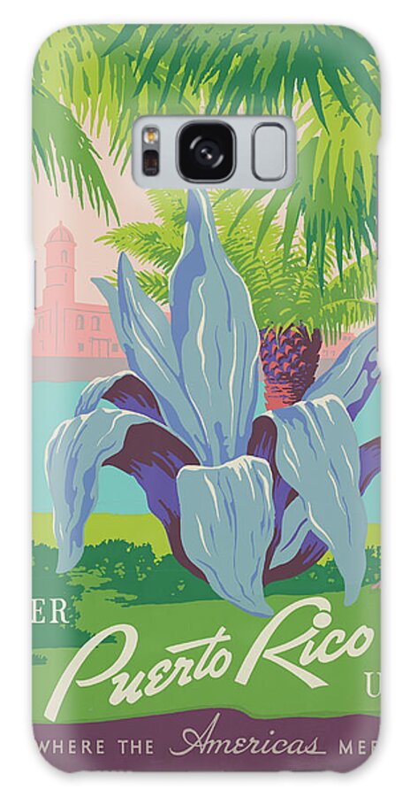 Vintage Galaxy Case featuring the drawing Puerto Rico Travel Poster by Travel Poster