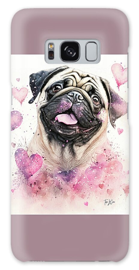 Pug Galaxy Case featuring the painting Pug Love by Tina LeCour