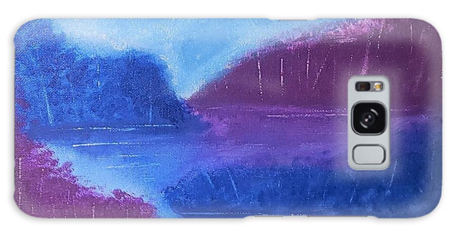  Galaxy Case featuring the painting Purple/Blue Landscape by Samantha Latterner