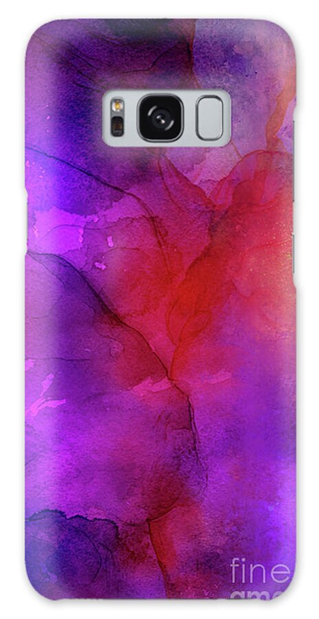 Purple Ink Painting Galaxy Case featuring the painting Purple, Blue, Red And Pink Fluid Ink Abstract Art Painting by Modern Art