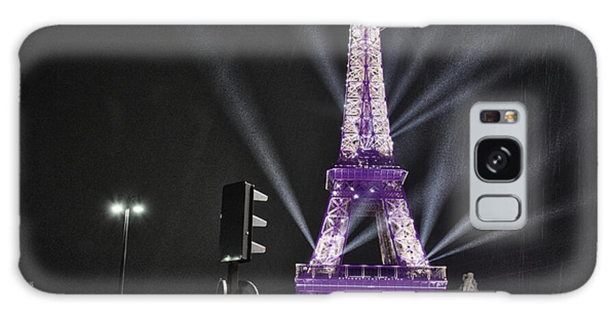 Tower Galaxy Case featuring the photograph Purple Eiffel by Portia Olaughlin
