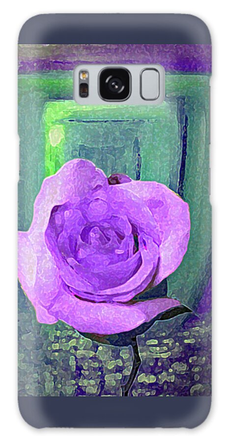 Rose Galaxy Case featuring the photograph Purple Rose in Green and Purple by Corinne Carroll