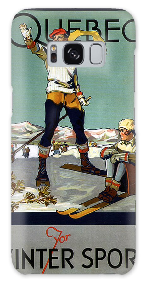 Quebec Galaxy Case featuring the mixed media Quebec for Winter Sports - Canadian Pacific - Retro travel Poster - Vintage Poster by Studio Grafiikka