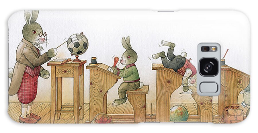 Rabbit School Class Education Reading Teacher Galaxy Case featuring the drawing Rabbit school 02 by Kestutis Kasparavicius