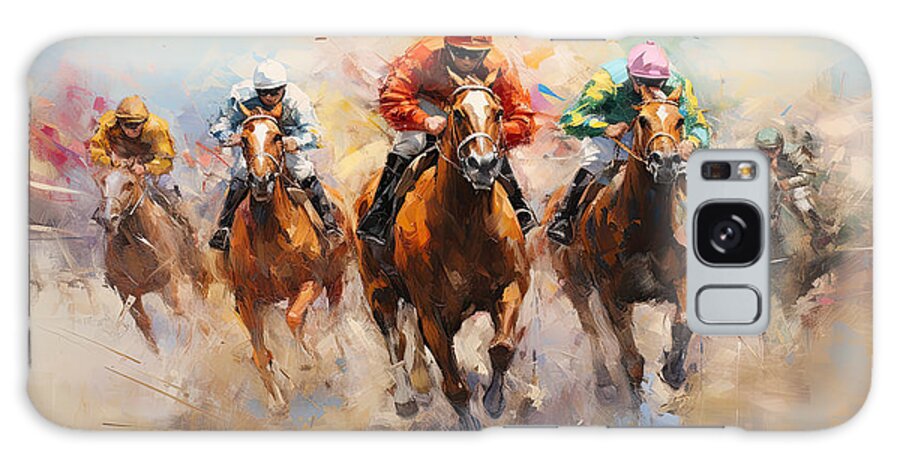 Horse Racing Galaxy Case featuring the painting Race for the Ages by Lourry Legarde