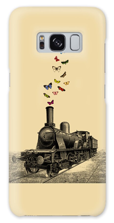 Steam Locomotive Galaxy Case featuring the digital art Railroad Butterflies by Madame Memento