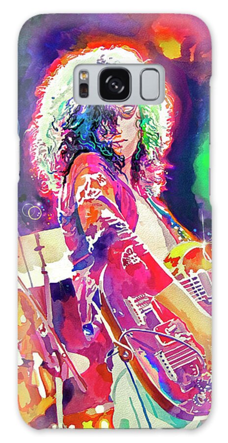 Jimmy Page Galaxy Case featuring the painting Rain Song Jimmy Page by David Lloyd Glover