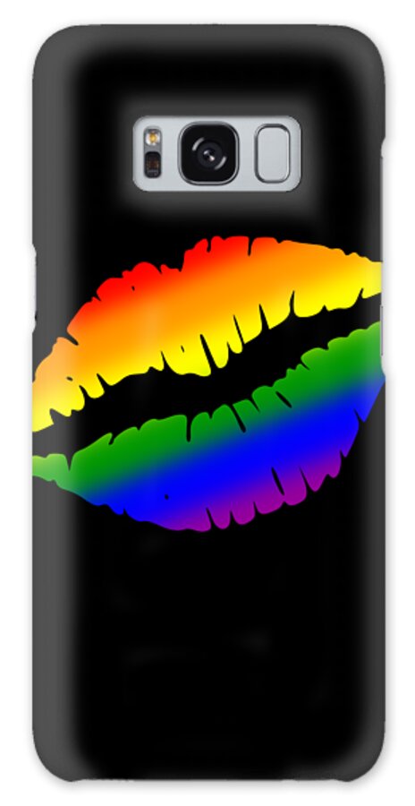Funny Galaxy Case featuring the digital art Rainbow Kissy Lips by Flippin Sweet Gear