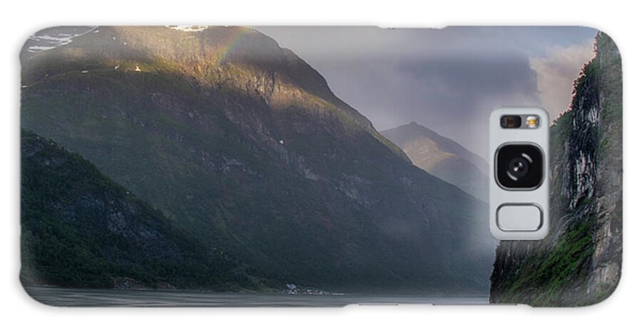 Clouds Galaxy Case featuring the photograph Rainbow on the Fjord by Matthew DeGrushe