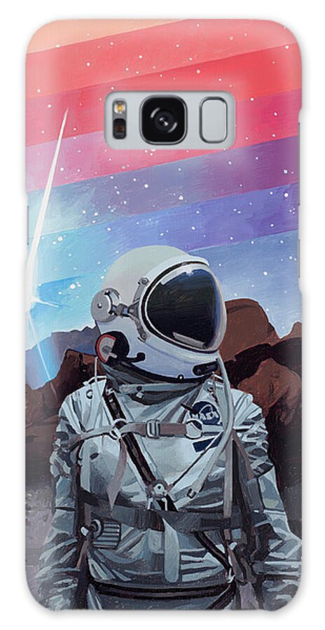 Astronaut Galaxy Case featuring the painting Rainbow One by Scott Listfield