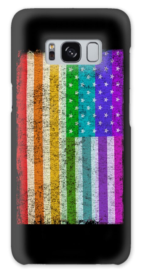 Funny Galaxy Case featuring the digital art Rainbow Us Flag by Flippin Sweet Gear