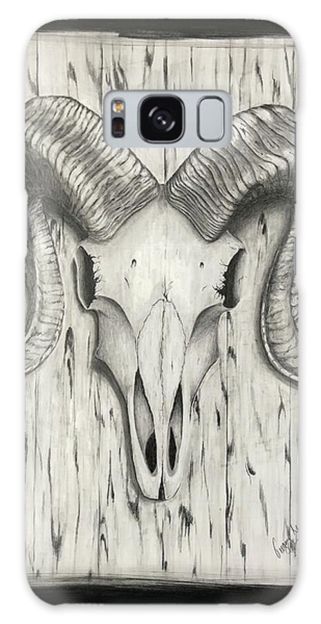 Ram Galaxy Case featuring the drawing Ram Skull by Gregory Lee