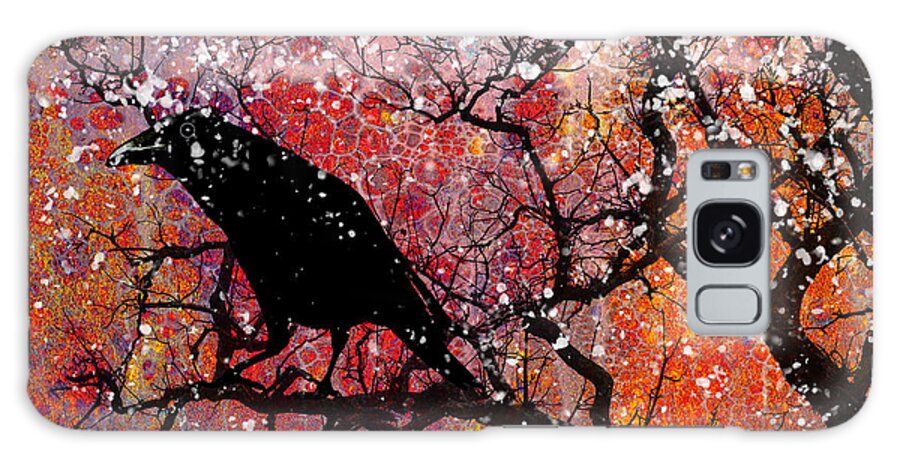 Raven Galaxy Case featuring the digital art Raven in The Snow by Sandra Selle Rodriguez