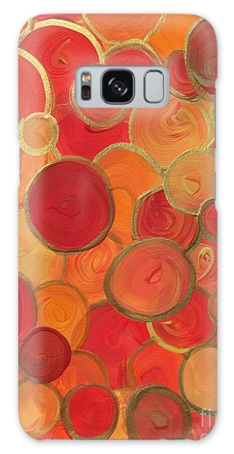 Abstract Galaxy Case featuring the painting Red and Gold Bubbles by Debora Sanders