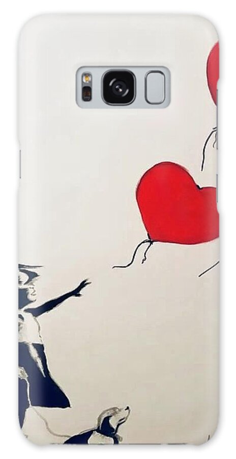  Galaxy S8 Case featuring the mixed media Red Balloons by Angie ONeal