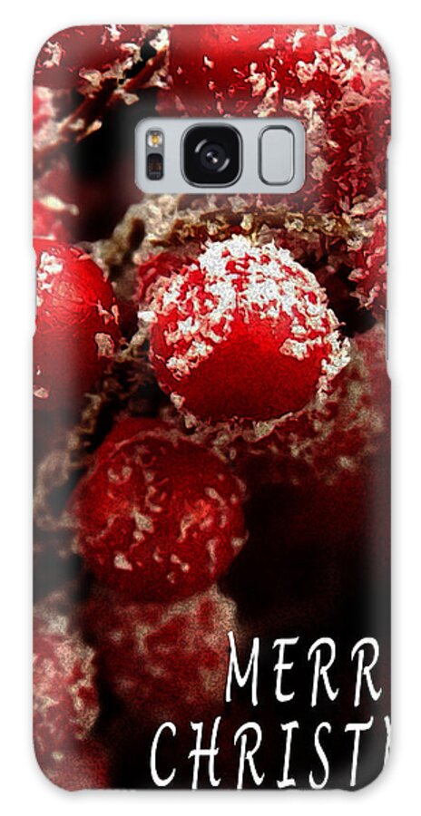 Red Berries Covered Snow Christmas Card Galaxy Case featuring the photograph Red Berries Covered in Snow Christmas Card by David Morehead