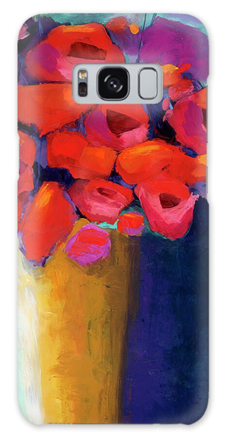 Abstract Art Galaxy Case featuring the painting Red Bouquet by Jane Davies