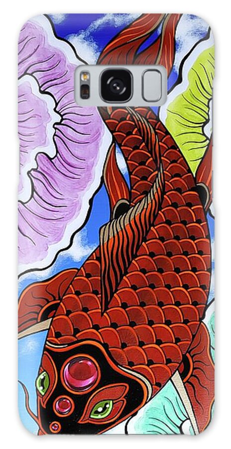  Galaxy Case featuring the painting Red Flying koi fish by Bryon Stewart