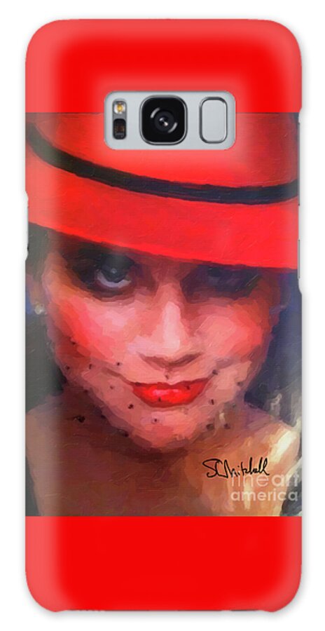  Galaxy Case featuring the painting Red Hat Linda by Steve Mitchell