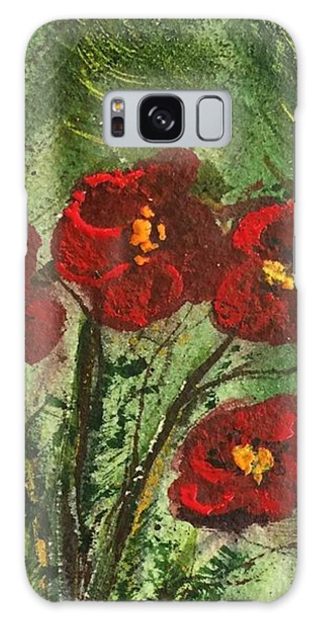 Plant Galaxy Case featuring the painting Red Hibiscus in Mixed Media by Catherine Ludwig Donleycott