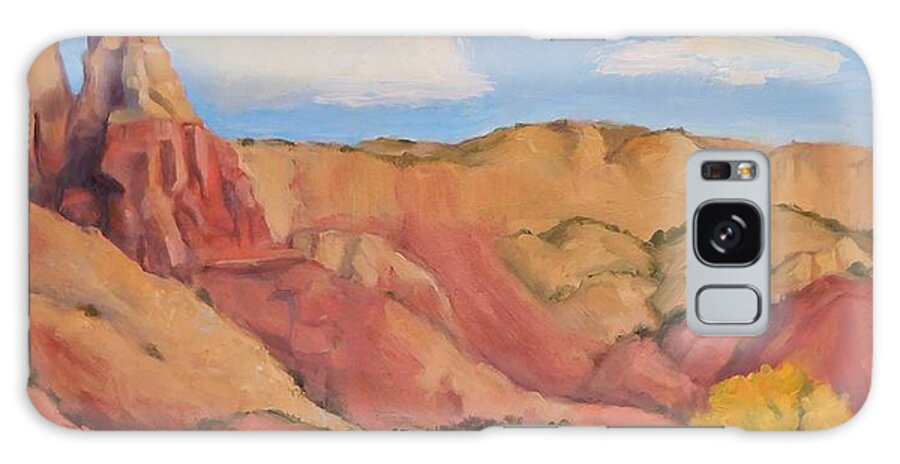 Plein Air Galaxy Case featuring the painting Red Hills, Golden Cottonwoods by Marian Berg