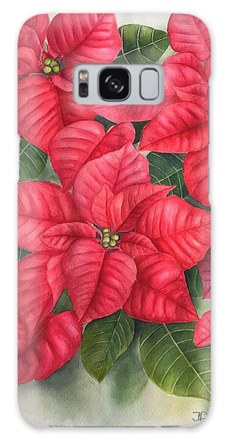 Poinsettia Galaxy Case featuring the painting Red poinsettias by Inese Poga