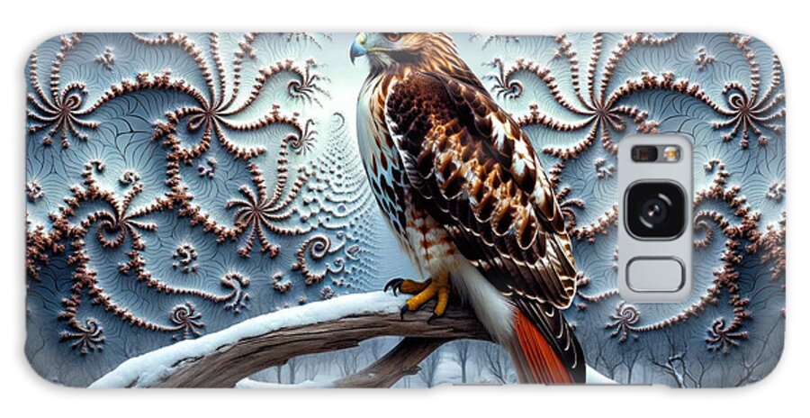 Red-tailed Hawk Galaxy Case featuring the digital art Red-Tailed Fractal Sovereign by Bill And Linda Tiepelman