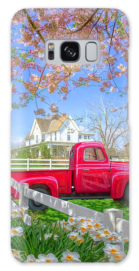 Chevy Galaxy S8 Case featuring the photograph Red Truck in Spring by Debra and Dave Vanderlaan