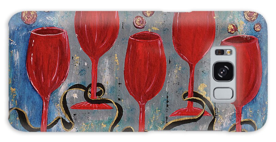 Red. Red Wine Galaxy Case featuring the painting Red Wine Together by Cathy Beharriell