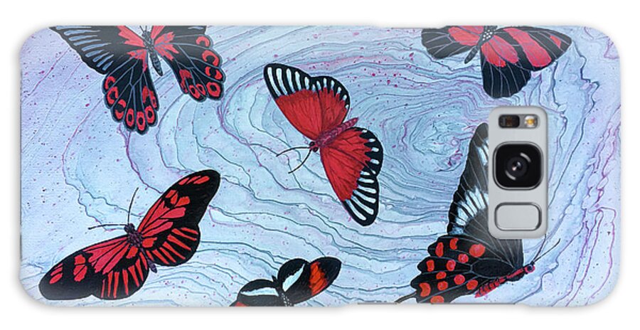 Butterflies Galaxy Case featuring the painting Red Wings by Lucy Arnold