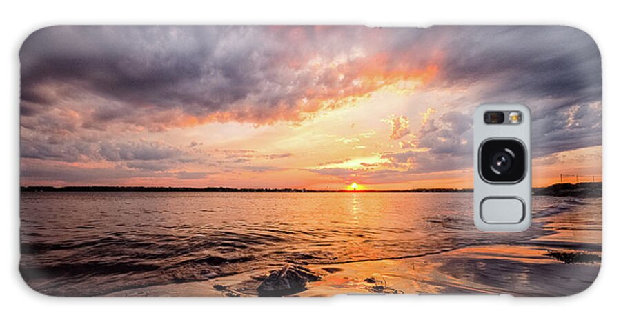 Beach Galaxy Case featuring the photograph Reflect The Drama, Sunset At Fort Foster Park by Jeff Sinon