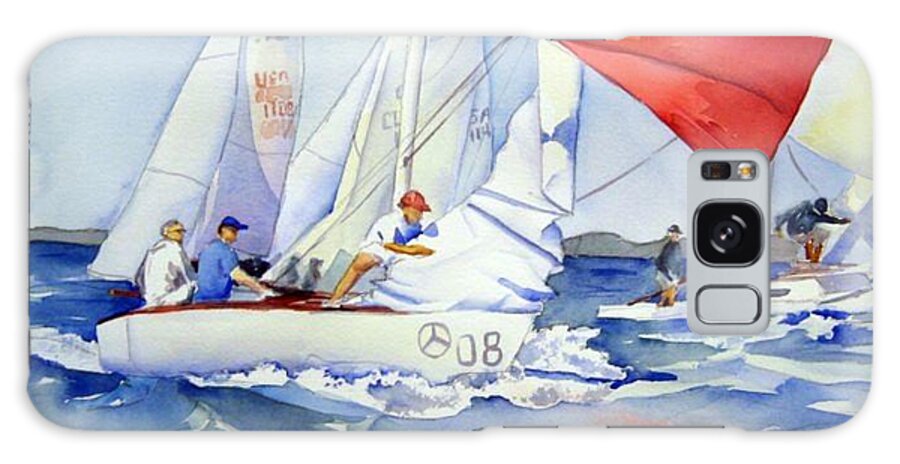Sailboat Galaxy Case featuring the painting Regatta Win by Liana Yarckin