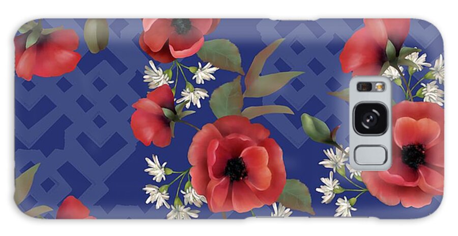 Poppies Galaxy Case featuring the digital art Remembrance Blue Floral by Sand And Chi