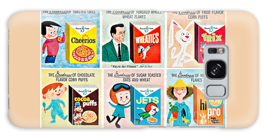 Retro Galaxy Case featuring the mixed media Retro Breakfast Cereals by Sally Edelstein