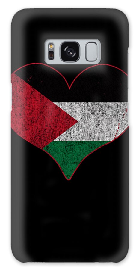 Palestine Galaxy Case featuring the digital art Retro Palestine Flag Heart by Flippin Sweet Gear