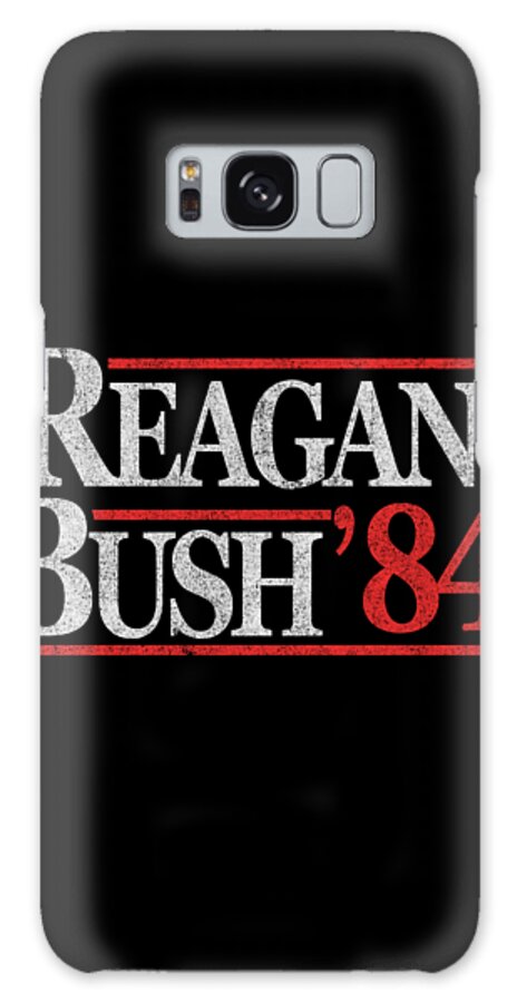 Funny Galaxy Case featuring the digital art Retro Reagan Bush 1984 by Flippin Sweet Gear