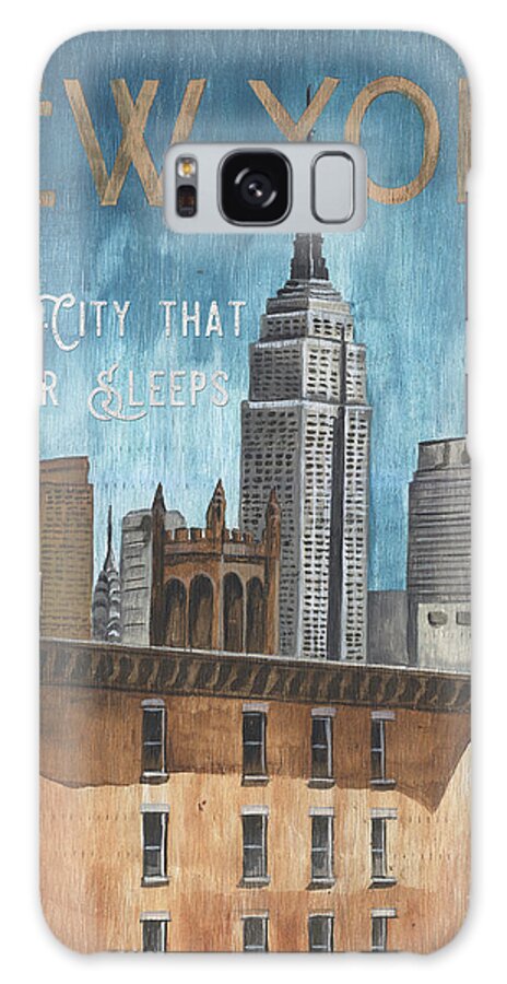 Travel Poster Galaxy Case featuring the painting Retro Travel Poster New York by Debbie DeWitt