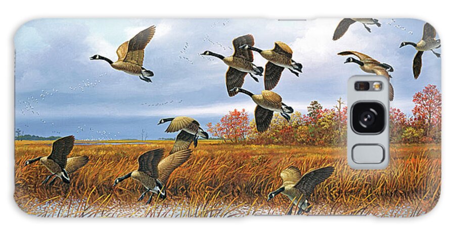 Geese Galaxy Case featuring the painting Return to the Eastern Shore by Guy Crittenden
