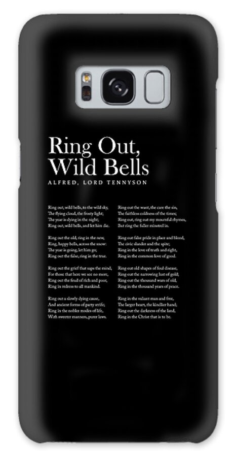 Ring Out Galaxy Case featuring the digital art Ring Out, Wild Bells - Alfred, Lord Tennyson Poem - Literature - Typography Print 2 - Black by Studio Grafiikka