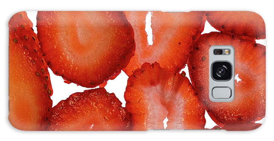 Strawberry Galaxy Case featuring the photograph Ripe Strawberry Slices on Light Table II by Charles Floyd