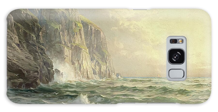 Cornwall William Trost Richards Galaxy Case featuring the painting Rocky Cliff with Stormy Sea by William Trost Richards by Mango Art