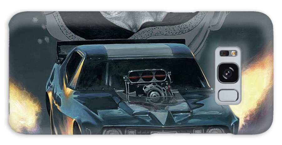 Roger Garten At The Wheel Of The War Horse Nhra Drag Racing Funny Cars Roger Garten Kenny Youngblood Galaxy Case featuring the painting Roger by Kenny Youngblood