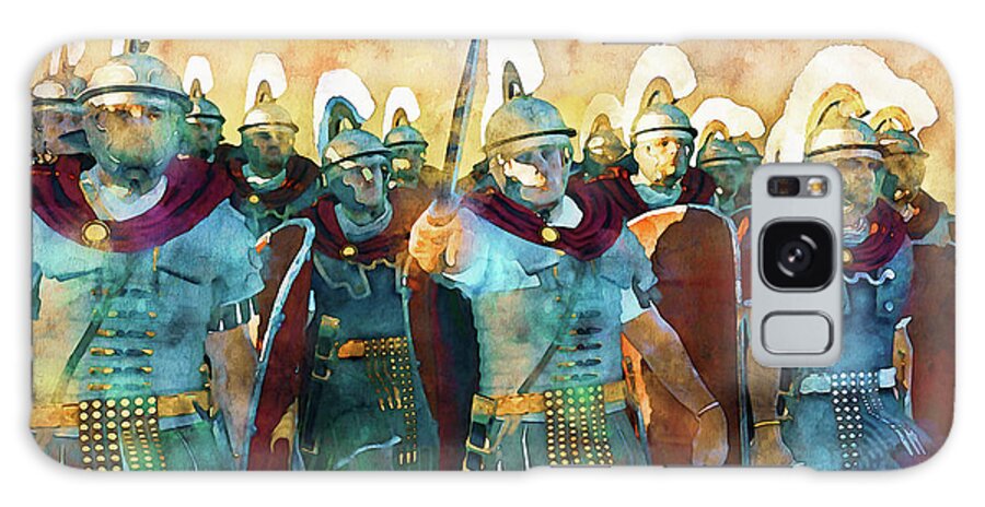 Roman Galaxy Case featuring the painting Roman legion in battle, 08 by AM FineArtPrints