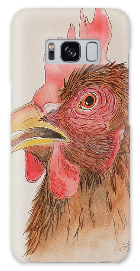 Rooster Galaxy Case featuring the mixed media Rooster by Shirley Dutchkowski
